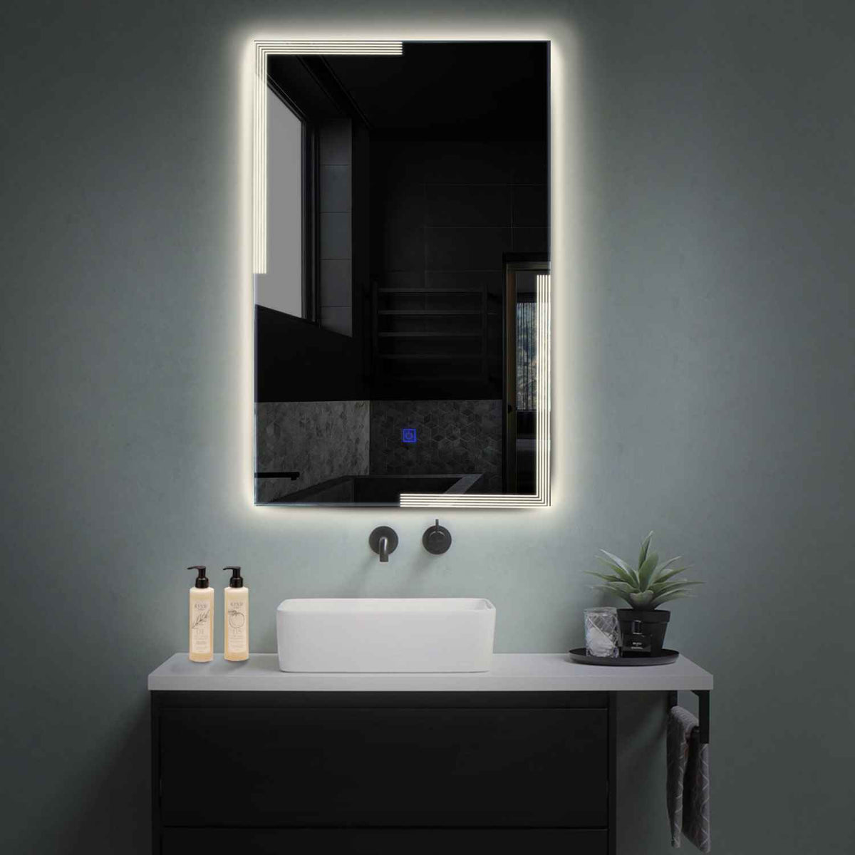 LED Spiegel Vertikal | Touch-Schalter | Neutralweißes Licht - Reyze Seria Edge Model 2