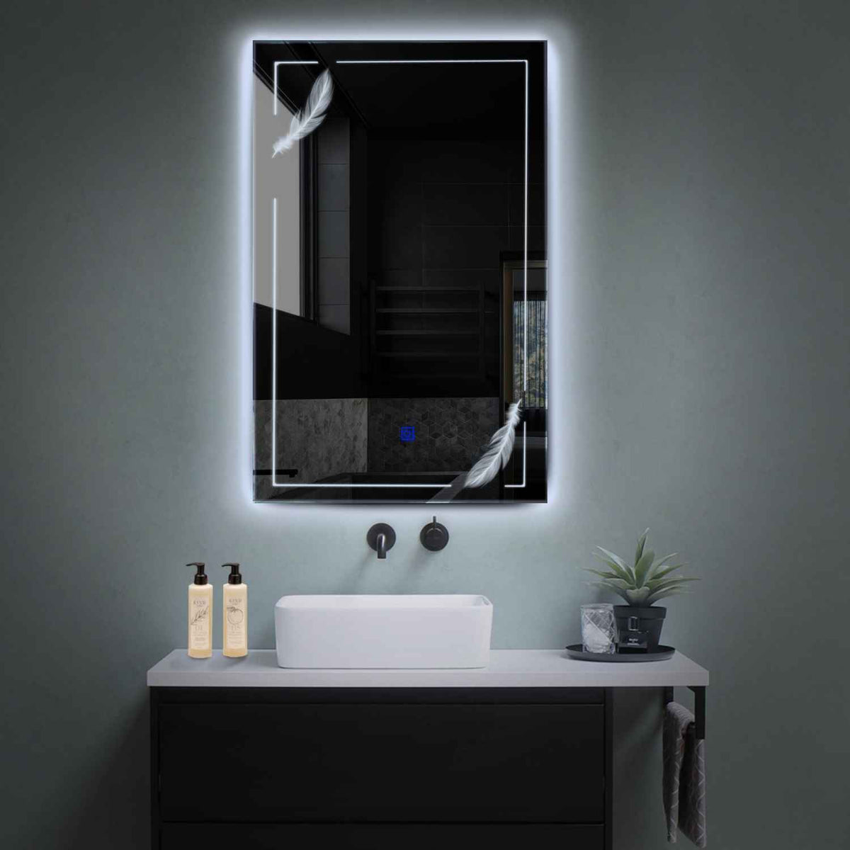 LED Spiegel Vertikal | Touch-Schalter | Kaltweißes Licht - Reyze Seria Good Vibes Model 2