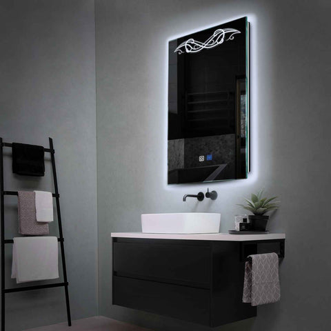 LED Spiegel Vertikal | Touch-Schalter | Anti-Beschlag-Funktion | Kaltweißes Licht - Reyze Seria Good Vibes Model 6