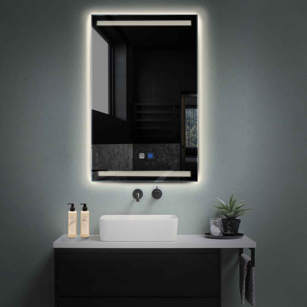 LED Spiegel Vertikal | Touch-Schalter | Anti-Beschlag-Funktion | Neutralweißes Licht - Reyze Seria Minimal Model 8