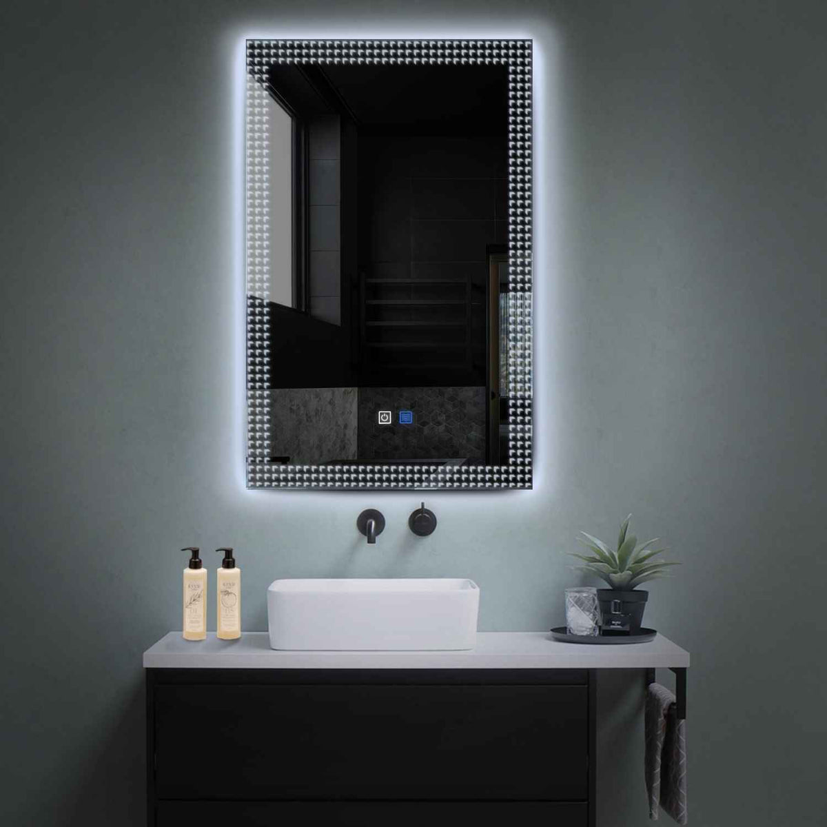 LED Spiegel Vertikal | Touch-Schalter | Anti-Beschlag-Funktion | Kaltweißes Licht - Reyze Seria Official Model 6