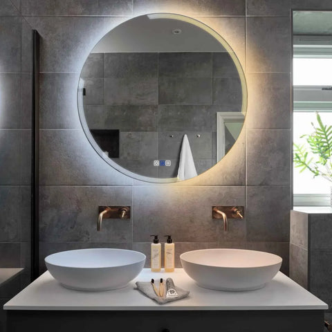 LED Spiegel Rund | Touch-Schalter | Anti-Beschlag-Funktion | Einstellbare Farbtemperatur - Reyze Seria Edge Model 2