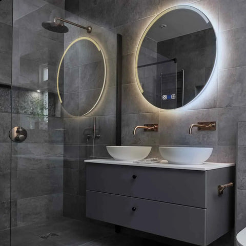 LED Spiegel Rund | Touch-Schalter | Anti-Beschlag-Funktion | Einstellbare Farbtemperatur - Reyze Seria Edge Model 5