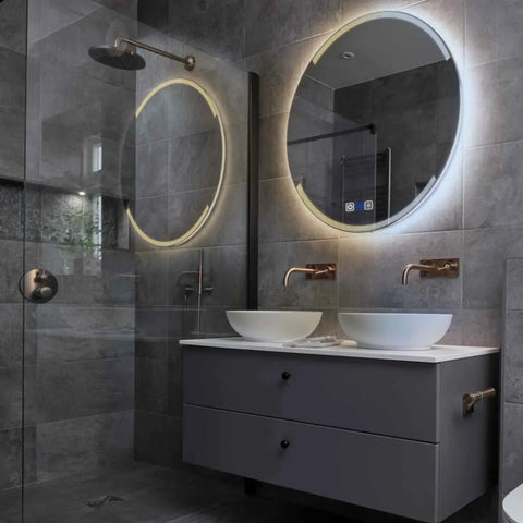 LED Spiegel Rund | Touch-Schalter | Anti-Beschlag-Funktion | Einstellbare Farbtemperatur - Reyze Seria Edge Model 8