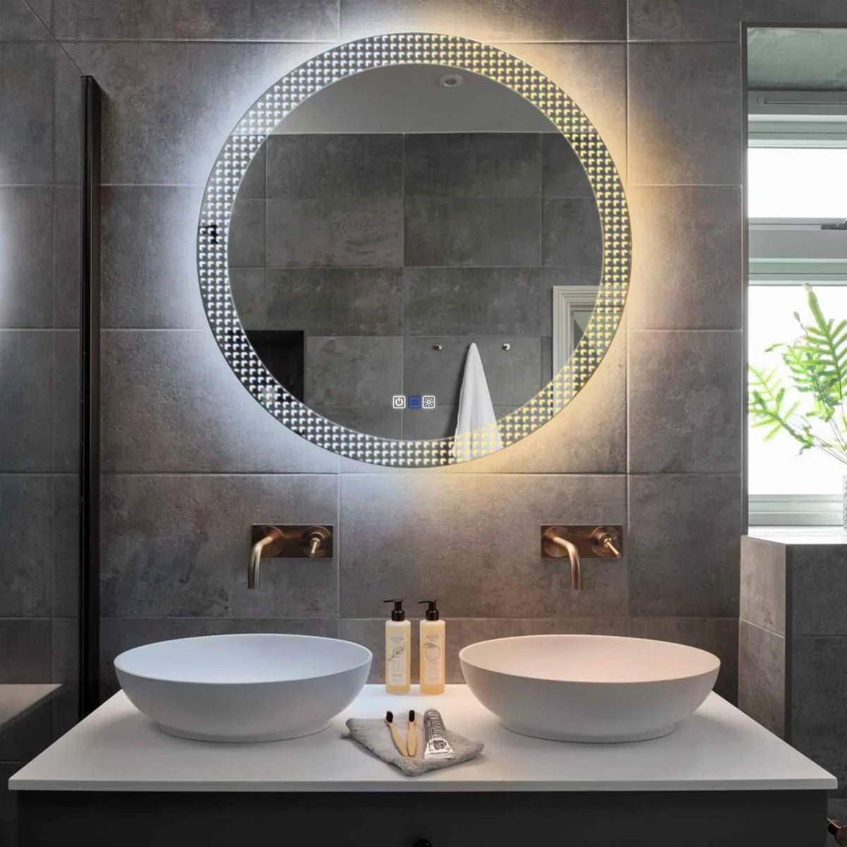 LED Spiegel Rund | Touch-Schalter | Anti-Beschlag-Funktion | Einstellbare Farbtemperatur - Reyze Seria Official Model 6