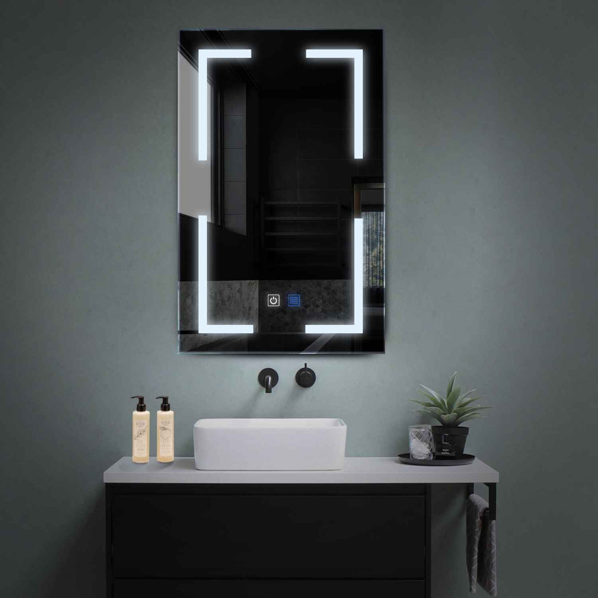 LED Spiegel Vertikal | Touch-Schalter | Anti-Beschlag-Funktion | Kaltweißes Licht - Reyze Seria Salono Model 2