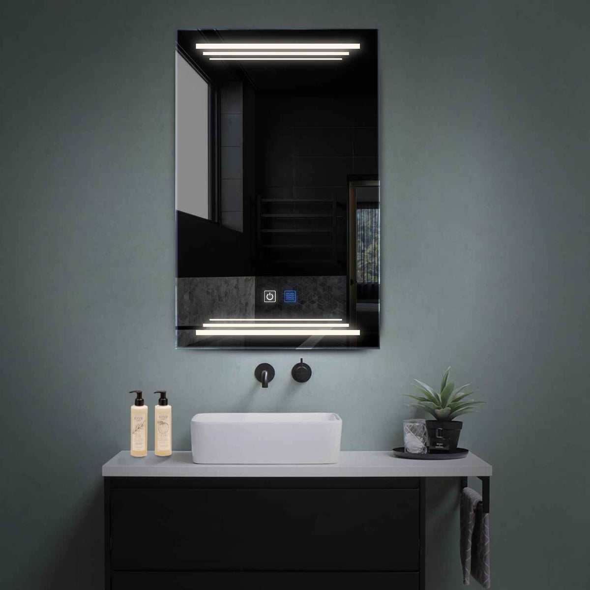 LED Spiegel Vertikal | Touch-Schalter | Anti-Beschlag-Funktion | Neutralweißes Licht - Reyze Seria Salono Model 7