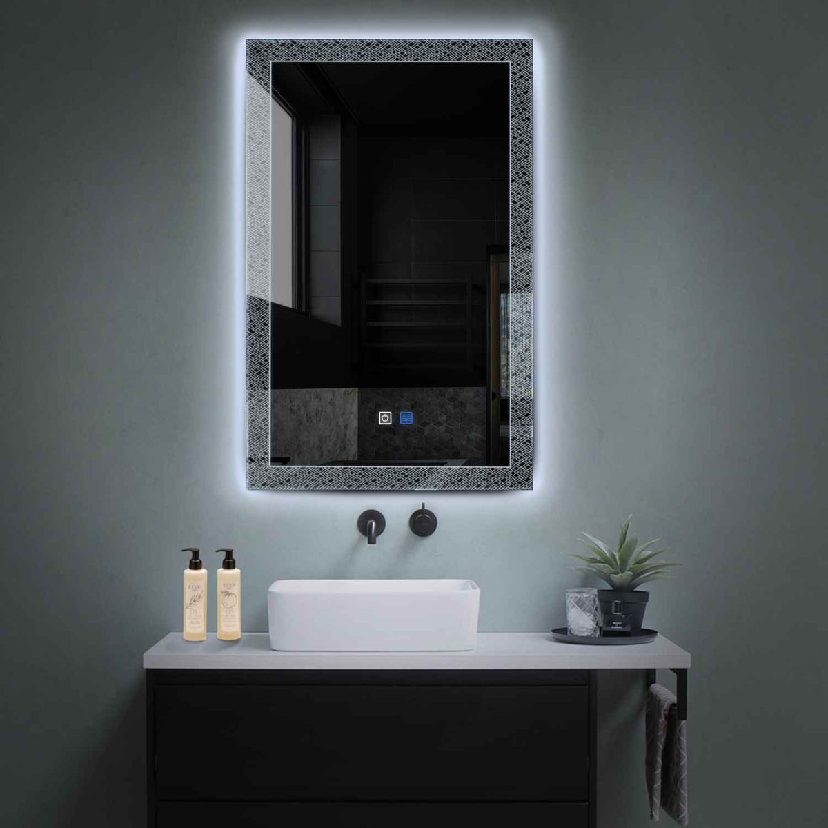 LED Spiegel Vertikal | Touch-Schalter | Anti-Beschlag-Funktion | Kaltweißes Licht - Reyze Seria Simetria Model 5