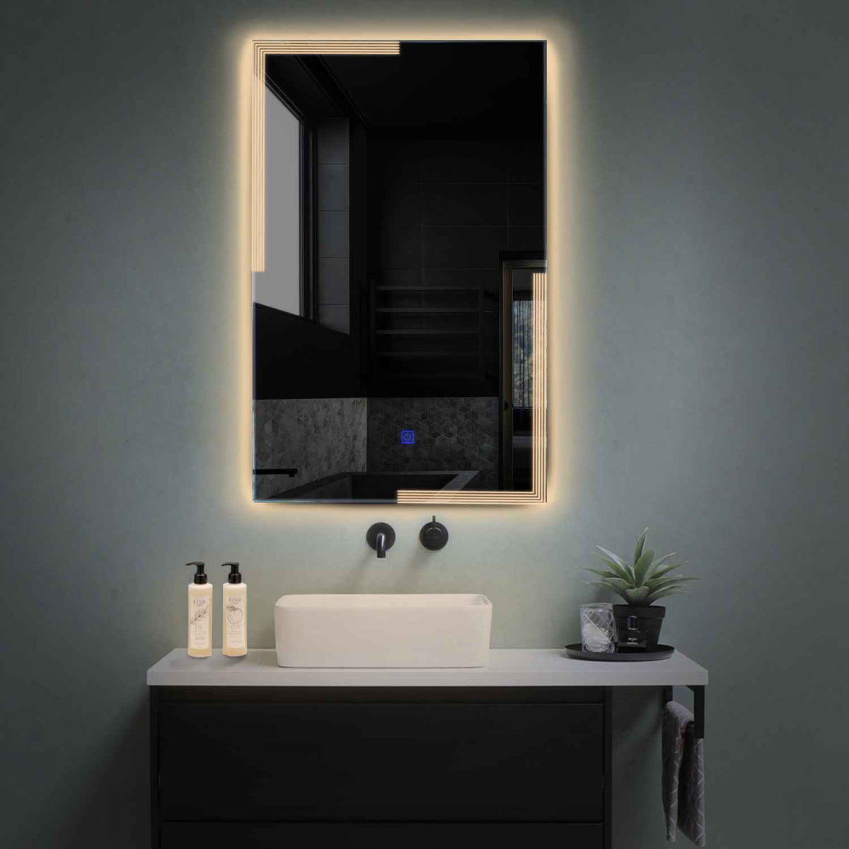 LED Spiegel Vertikal | Touch-Schalter | Warmweißes Licht - Reyze Seria Edge Model 2