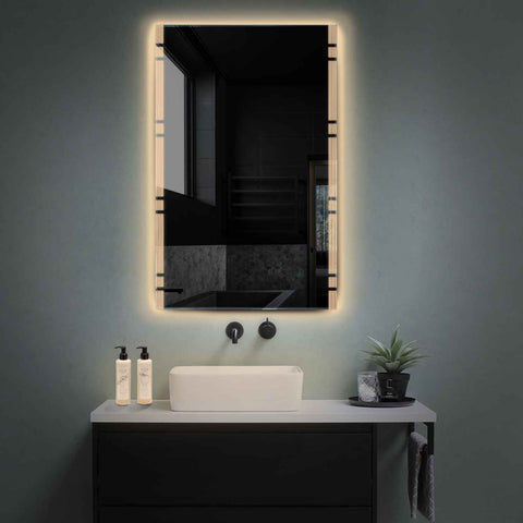 LED Spiegel Vertikal | Wandschalter-Steuerung | Warmweißes Licht - Reyze Seria Edge Model 3