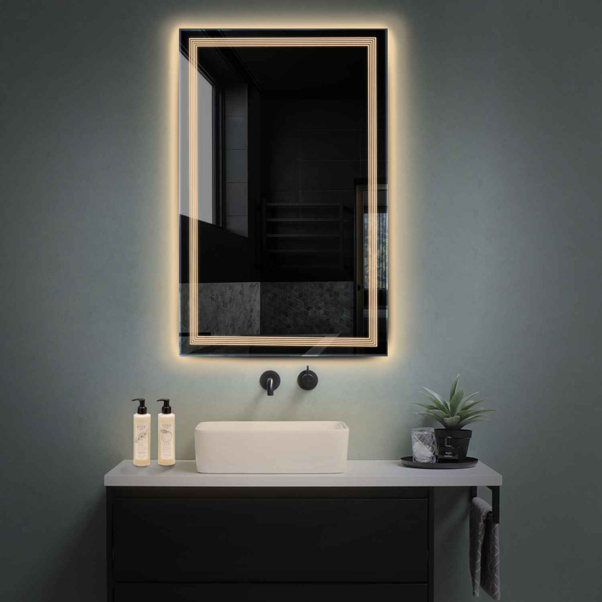LED Spiegel Vertikal | Wandschalter-Steuerung | Warmweißes Licht - Reyze Seria Minimal Model 1