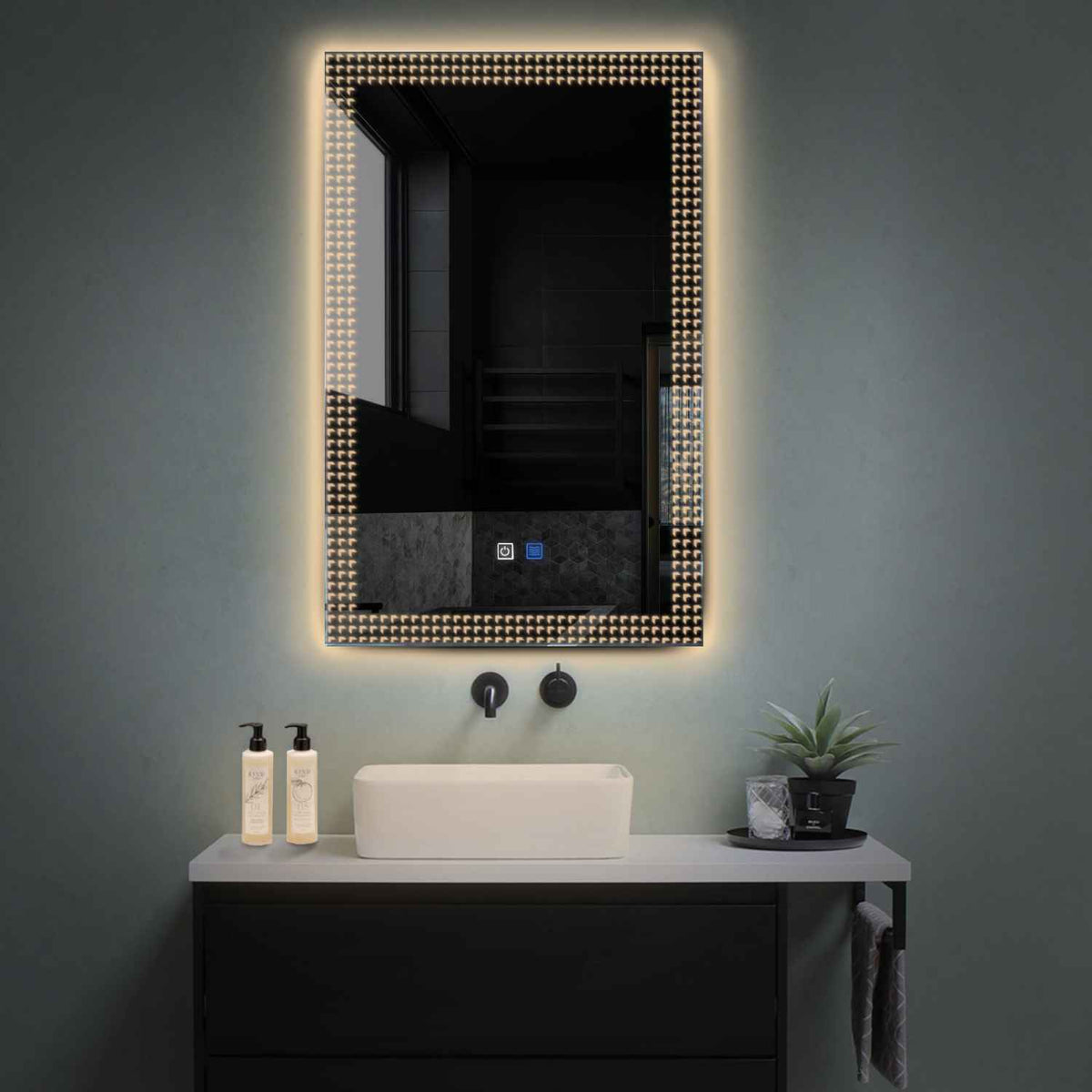 LED Spiegel Vertikal | Touch-Schalter | Anti-Beschlag-Funktion | Warmweißes Licht - Reyze Seria Official Model 6