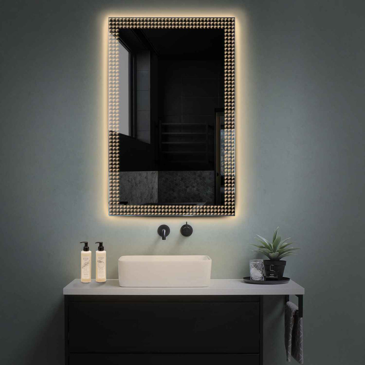 LED Spiegel Vertikal | Wandschalter-Steuerung | Warmweißes Licht - Reyze Seria Official Model 6