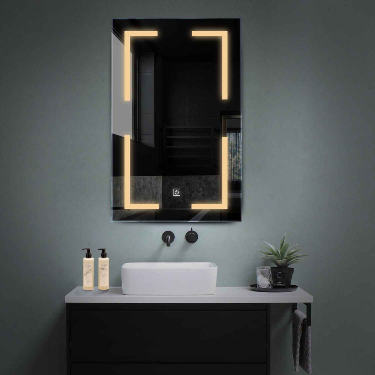 LED Spiegel Vertikal | Touch-Schalter | Warmweißes Licht - Reyze Seria Salono Model 2