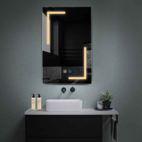LED Spiegel Vertikal | Touch-Schalter | Anti-Beschlag-Funktion | Warmweißes Licht - Reyze Seria Salono Model 3