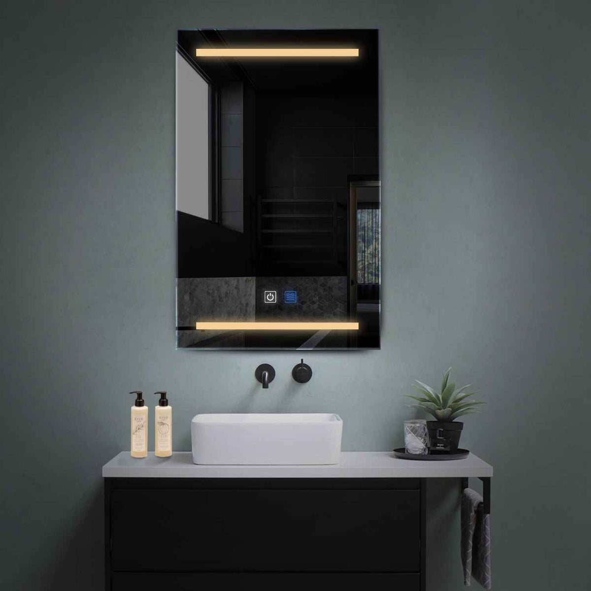 LED Spiegel Vertikal | Touch-Schalter | Anti-Beschlag-Funktion | Warmweißes Licht - Reyze Seria Salono Model 4