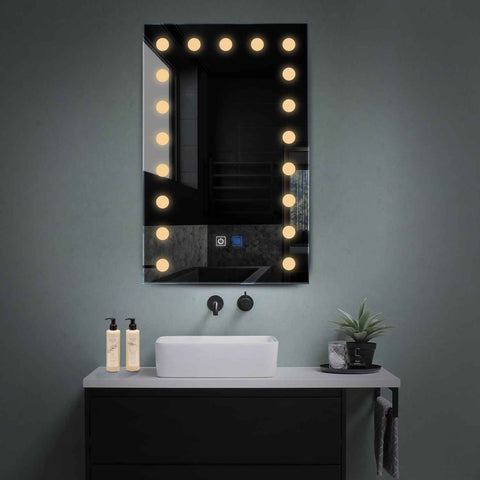 LED Spiegel Vertikal | Touch-Schalter | Anti-Beschlag-Funktion | Warmweißes Licht - Reyze Seria Salono Model 6