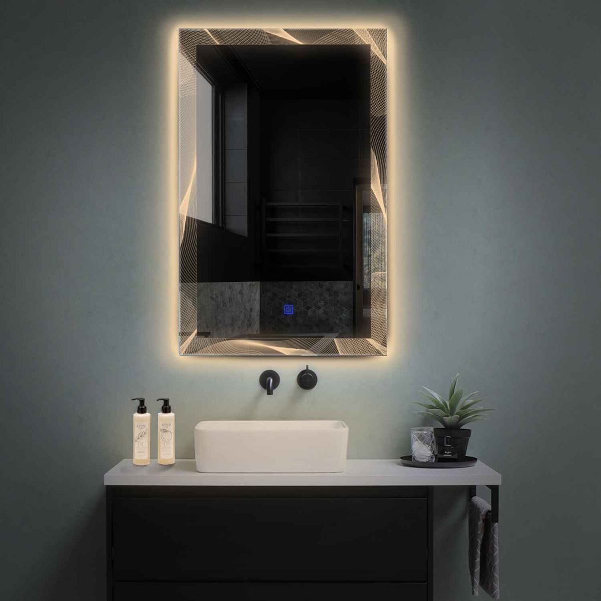 LED Spiegel Vertikal | Touch-Schalter | Warmweißes Licht - Reyze Seria Simetria Model 2