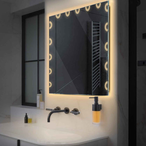 LED Spiegel Quadratisch | Wandschalter-Steuerung | Warmweißes Licht - Reyze Seria Edge Model 4
