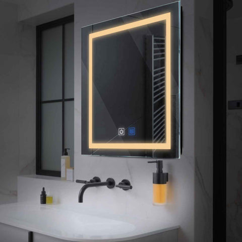 LED Spiegel Quadratisch | Touch-Schalter | Anti-Beschlag-Funktion | Warmweißes Licht - Reyze Seria Salono Model 1