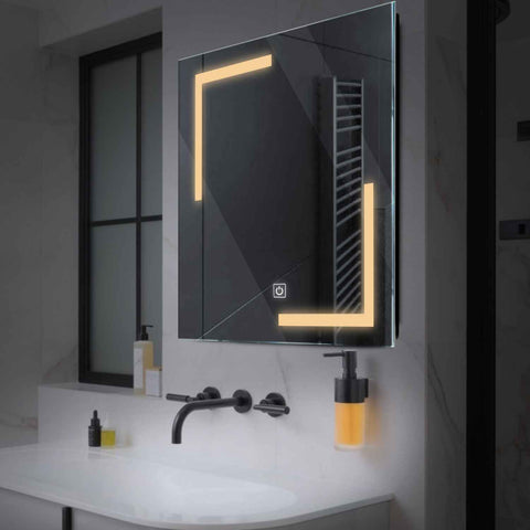 LED Spiegel Quadratisch | Touch-Schalter | Warmweißes Licht - Reyze Seria Salono Model 3