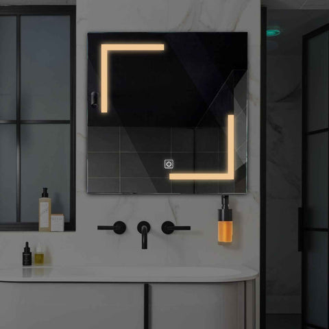 LED Spiegel Quadratisch | Touch-Schalter | Warmweißes Licht - Reyze Seria Salono Model 3