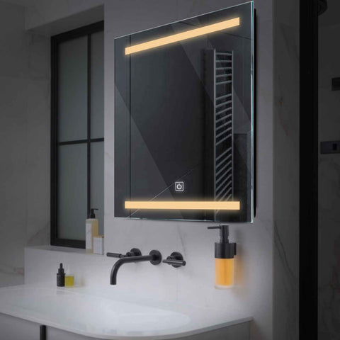 LED Spiegel Quadratisch | Touch-Schalter | Warmweißes Licht - Reyze Seria Salono Model 4