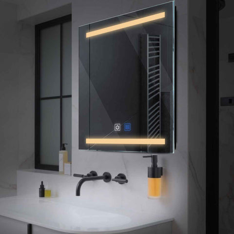 LED Spiegel Quadratisch | Touch-Schalter | Anti-Beschlag-Funktion | Warmweißes Licht - Reyze Seria Salono Model 4