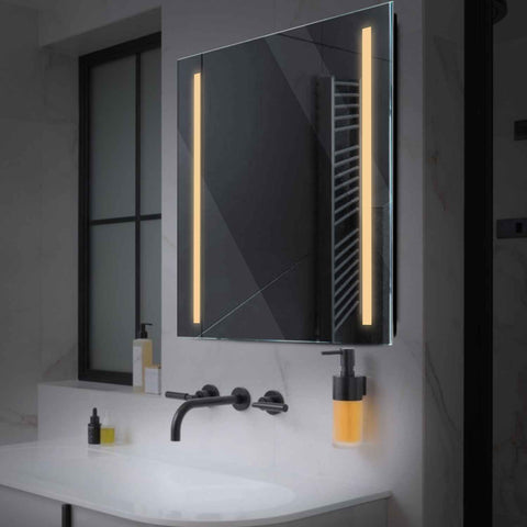 LED Spiegel Quadratisch | Wandschalter-Steuerung | Warmweißes Licht - Reyze Seria Salono Model 5