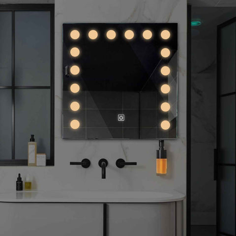 LED Spiegel Quadratisch | Touch-Schalter | Warmweißes Licht - Reyze Seria Salono Model 6