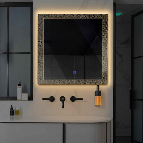LED Spiegel Quadratisch | Touch-Schalter | Warmweißes Licht - Reyze Seria Simetria Model 5