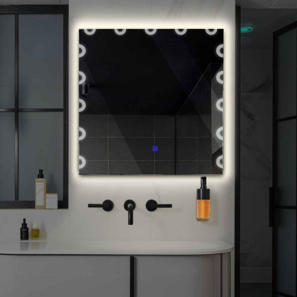 LED Spiegel Quadratisch | Touch-Schalter | Neutralweißes Licht - Reyze Seria Edge Model 4