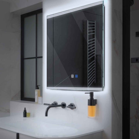 LED Spiegel Quadratisch | Touch-Schalter | Anti-Beschlag-Funktion | Kaltweißes Licht - Reyze Seria Edge Model 8