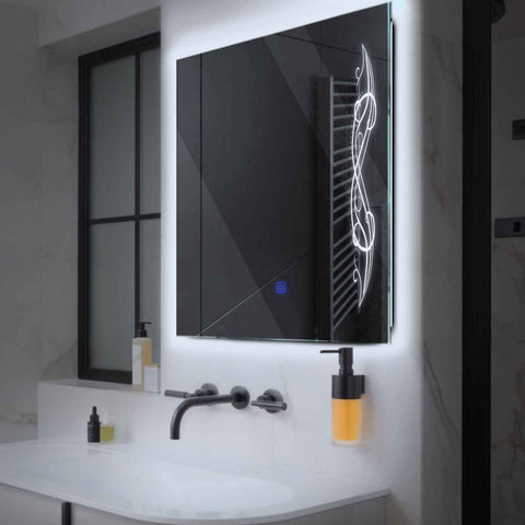 LED Spiegel Quadratisch | Touch-Schalter | Kaltweißes Licht - Reyze Seria Good Vibes Model 6