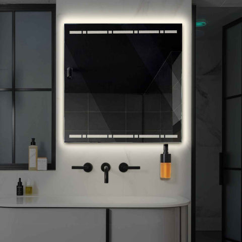 LED Spiegel Quadratisch | Wandschalter-Steuerung | Neutralweißes Licht - Reyze Seria Minimal Model 3