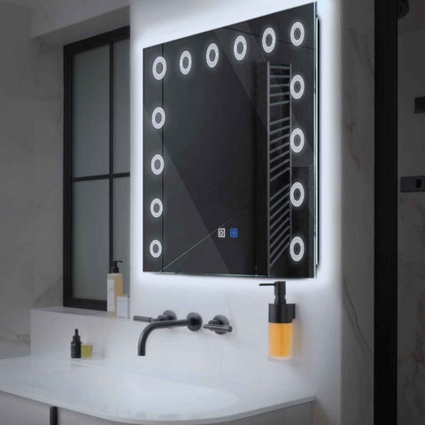 LED Spiegel Quadratisch | Touch-Schalter | Anti-Beschlag-Funktion | Kaltweißes Licht - Reyze Seria Minimal Model 4