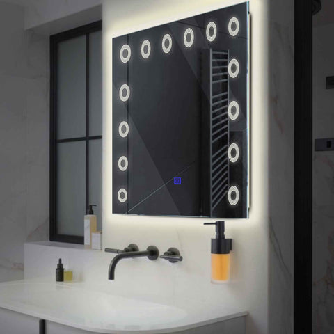 LED Spiegel Quadratisch | Touch-Schalter | Neutralweißes Licht - Reyze Seria Minimal Model 4