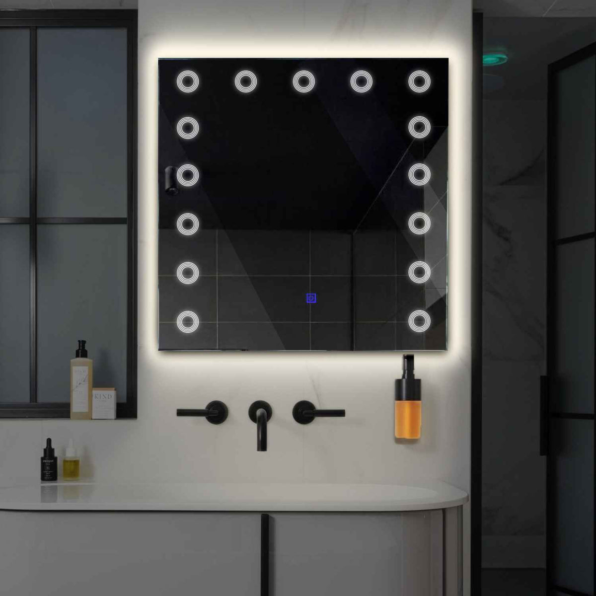 LED Spiegel Quadratisch | Touch-Schalter | Neutralweißes Licht - Reyze Seria Minimal Model 4