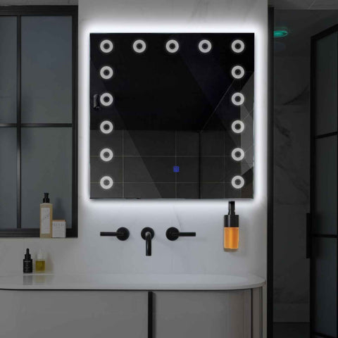 LED Spiegel Quadratisch | Touch-Schalter | Kaltweißes Licht - Reyze Seria Minimal Model 4