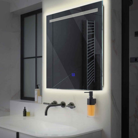 LED Spiegel Quadratisch | Touch-Schalter | Neutralweißes Licht - Reyze Seria Minimal Model 5