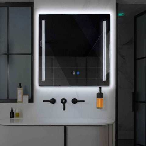 LED Spiegel Quadratisch | Touch-Schalter | Anti-Beschlag-Funktion | Kaltweißes Licht - Reyze Seria Minimal Model 7