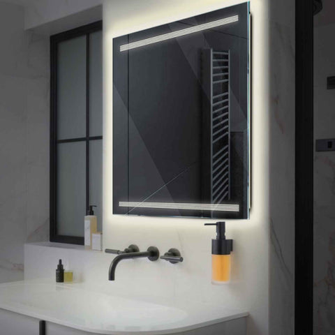 LED Spiegel Quadratisch | Wandschalter-Steuerung | Neutralweißes Licht - Reyze Seria Minimal Model 8