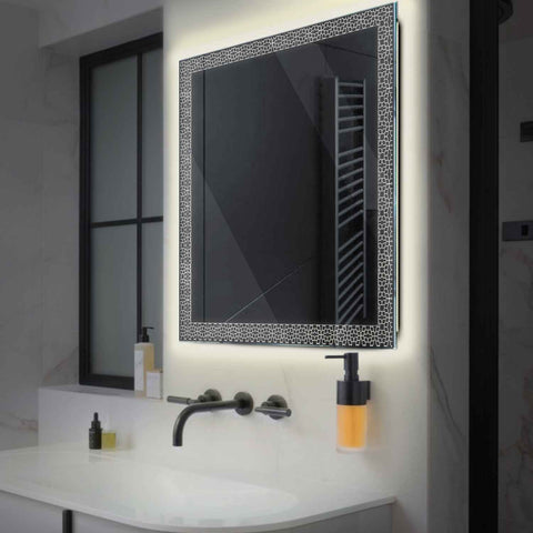 LED Spiegel Quadratisch | Wandschalter-Steuerung | Neutralweißes Licht - Reyze Seria Official Model 1