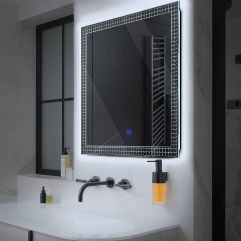 LED Spiegel Quadratisch | Touch-Schalter | Kaltweißes Licht - Reyze Seria Official Model 3