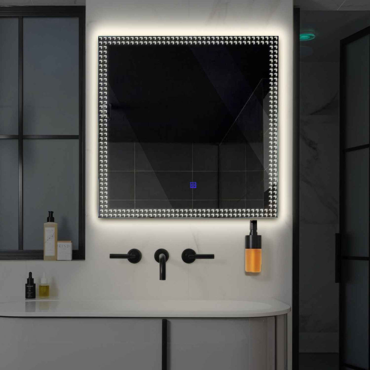 LED Spiegel Quadratisch | Touch-Schalter | Neutralweißes Licht - Reyze Seria Official Model 6