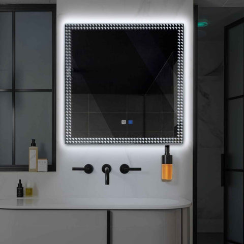 LED Spiegel Quadratisch | Touch-Schalter | Anti-Beschlag-Funktion | Kaltweißes Licht - Reyze Seria Official Model 6
