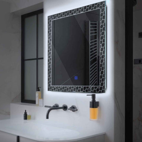 LED Spiegel Quadratisch | Touch-Schalter | Kaltweißes Licht - Reyze Seria Official Model 7