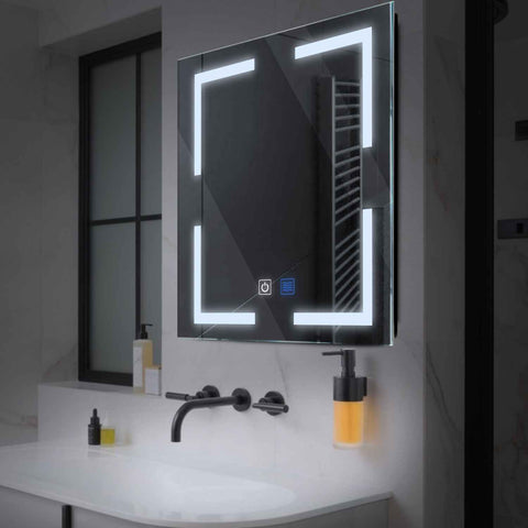 LED Spiegel Quadratisch | Touch-Schalter | Anti-Beschlag-Funktion | Kaltweißes Licht - Reyze Seria Salono Model 2