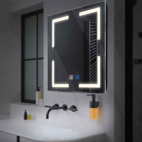 LED Spiegel Quadratisch | Touch-Schalter | Anti-Beschlag-Funktion | Neutralweißes Licht - Reyze Seria Salono Model 2
