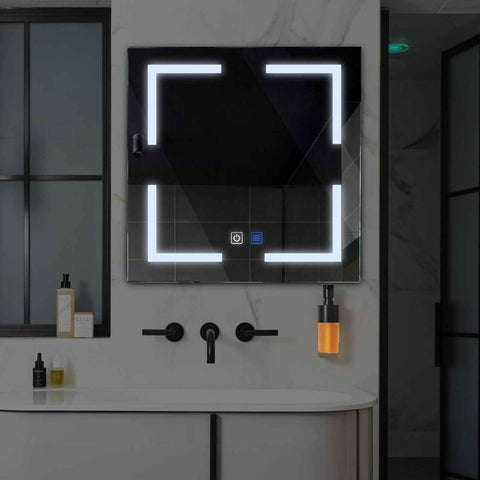 LED Spiegel Quadratisch | Touch-Schalter | Anti-Beschlag-Funktion | Kaltweißes Licht - Reyze Seria Salono Model 2